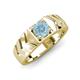 4 - Darius 0.87 ct Aquamarine V Pattern Solitaire Men Band (6 mm) 