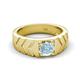 5 - Darius 0.87 ct Aquamarine V Pattern Solitaire Men Band (6 mm) 