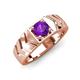 4 - Darius 0.87 ct Amethyst V Pattern Solitaire Men Band (6 mm) 