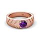 5 - Darius 0.87 ct Amethyst V Pattern Solitaire Men Band (6 mm) 