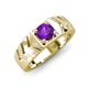 4 - Darius 0.87 ct Amethyst V Pattern Solitaire Men Band (6 mm) 