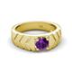 5 - Darius 0.87 ct Amethyst V Pattern Solitaire Men Band (6 mm) 