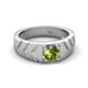 5 - Darius 1.10 ct Peridot V Pattern Solitaire Men Band (6 mm) 