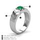 3 - Darius 0.80 ct Emerald V Pattern Solitaire Men Band (6 mm) 