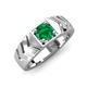 4 - Darius 0.80 ct Emerald V Pattern Solitaire Men Band (6 mm) 
