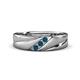 1 - Amani Blue Diamond Angled Brushed and Polished Finish Men Three Stone Wedding Band (6 mm) 