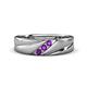 1 - Amani Amethyst Angled Brushed and Polished Finish Men Three Stone Wedding Band (6 mm) 