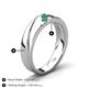 5 - Amani Emerald Angled Brushed and Polished Finish Men Three Stone Wedding Band (6 mm) 