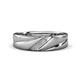 1 - Amani Diamond Angled Brushed and Polished Finish Men Three Stone Wedding Band (6 mm) 