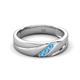 3 - Amani Blue Topaz Angled Brushed and Polished Finish Men Three Stone Wedding Band (6 mm) 