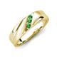 4 - Amani Green Garnet Angled Brushed and Polished Finish Men Three Stone Wedding Band (6 mm) 