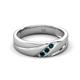 3 - Amani London Blue Topaz Angled Brushed and Polished Finish Men Three Stone Wedding Band (6 mm) 
