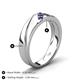 5 - Amani Iolite Angled Brushed and Polished Finish Men Three Stone Wedding Band (6 mm) 