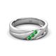 3 - Amani Green Garnet Angled Brushed and Polished Finish Men Three Stone Wedding Band (6 mm) 