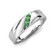 4 - Amani Green Garnet Angled Brushed and Polished Finish Men Three Stone Wedding Band (6 mm) 