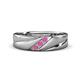 1 - Amani Pink Sapphire Angled Brushed and Polished Finish Men Three Stone Wedding Band (6 mm) 