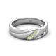 3 - Amani Peridot Angled Brushed and Polished Finish Men Three Stone Wedding Band (6 mm) 