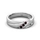 3 - Amani Red Garnet Angled Brushed and Polished Finish Men Three Stone Wedding Band (6 mm) 