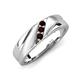 4 - Amani Red Garnet Angled Brushed and Polished Finish Men Three Stone Wedding Band (6 mm) 