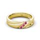 3 - Amani Pink Tourmaline Angled Brushed and Polished Finish Men Three Stone Wedding Band (6 mm) 