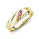 4 - Amani Pink Tourmaline Angled Brushed and Polished Finish Men Three Stone Wedding Band (6 mm) 