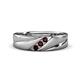 1 - Amani Red Garnet Angled Brushed and Polished Finish Men Three Stone Wedding Band (6 mm) 