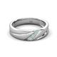 3 - Amani Opal Angled Brushed and Polished Finish Men Three Stone Wedding Band (6 mm) 