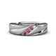 1 - Amani Pink Tourmaline Angled Brushed and Polished Finish Men Three Stone Wedding Band (6 mm) 