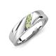 4 - Amani Peridot Angled Brushed and Polished Finish Men Three Stone Wedding Band (6 mm) 