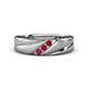 1 - Amani Ruby Angled Brushed and Polished Finish Men Three Stone Wedding Band (6 mm) 