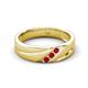 3 - Amani Ruby Angled Brushed and Polished Finish Men Three Stone Wedding Band (6 mm) 
