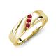 4 - Amani Ruby Angled Brushed and Polished Finish Men Three Stone Wedding Band (6 mm) 