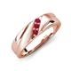4 - Amani Ruby Angled Brushed and Polished Finish Men Three Stone Wedding Band (6 mm) 