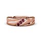 1 - Amani Rhodolite Garnet Angled Brushed and Polished Finish Men Three Stone Wedding Band (6 mm) 