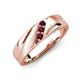 4 - Amani Rhodolite Garnet Angled Brushed and Polished Finish Men Three Stone Wedding Band (6 mm) 