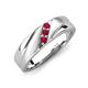 4 - Amani Ruby Angled Brushed and Polished Finish Men Three Stone Wedding Band (6 mm) 