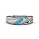 1 - Amani Turquoise Angled Brushed and Polished Finish Men Three Stone Wedding Band (6 mm) 
