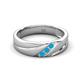 3 - Amani Turquoise Angled Brushed and Polished Finish Men Three Stone Wedding Band (6 mm) 