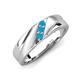 4 - Amani Turquoise Angled Brushed and Polished Finish Men Three Stone Wedding Band (6 mm) 