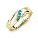 4 - Amani Turquoise Angled Brushed and Polished Finish Men Three Stone Wedding Band (6 mm) 