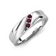 4 - Amani Rhodolite Garnet Angled Brushed and Polished Finish Men Three Stone Wedding Band (6 mm) 