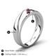 5 - Amani Rhodolite Garnet Angled Brushed and Polished Finish Men Three Stone Wedding Band (6 mm) 