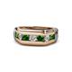 1 - Brad 1.12 ctw Green Garnet and Lab Grown Diamond 7 Stone Men Wedding Ring 