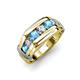 4 - Brad 1.01 ctw Blue Topaz and Lab Grown Diamond 7 Stone Men Wedding Ring 