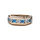 1 - Brad 1.01 ctw Blue Topaz and Lab Grown Diamond 7 Stone Men Wedding Ring 