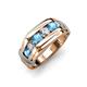 4 - Brad 1.01 ctw Blue Topaz and Lab Grown Diamond 7 Stone Men Wedding Ring 