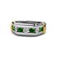 1 - Brad 1.12 ctw Green Garnet and Lab Grown Diamond 7 Stone Men Wedding Ring 