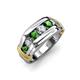 4 - Brad 1.12 ctw Green Garnet and Lab Grown Diamond 7 Stone Men Wedding Ring 