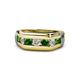 1 - Brad 1.12 ctw Green Garnet and Lab Grown Diamond 7 Stone Men Wedding Ring 