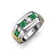 4 - Brad 1.01 ctw Emerald and Lab Grown Diamond 7 Stone Men Wedding Ring 